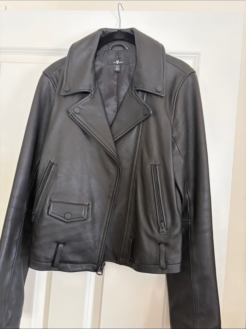 Black Leather Moto Jacket - Women's